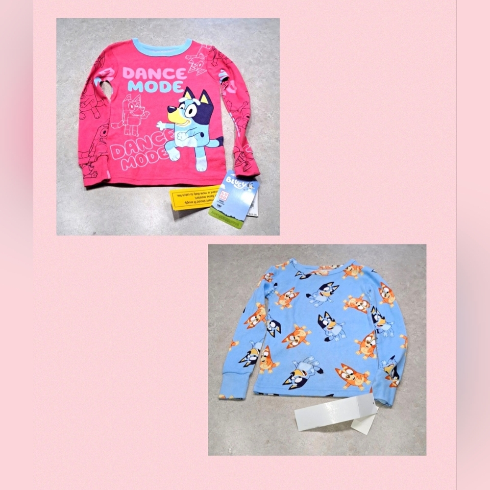 NWT - Girls Size 4 Bluey Long Sleeve Sleep Shirts - 2 pack